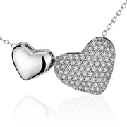 925 Sterling Silver Heart By Heart Shinning Zircon Necklace