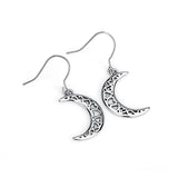 925 Sterling Silver Half Moon Peace Night  Heart Love Drop Earring Jewelry Necklace