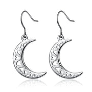 925 Sterling Silver Half Moon Peace Night  Heart Love Drop Earring Jewelry Necklace