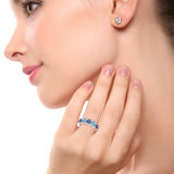 925 Sterling Silver Blue Charm Shinning Jewelry Ring Gift for Woman