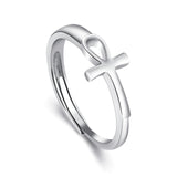 925 Sterling Silver White Gold Cross Knot Crucifixion Ring