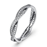 925 Sterling Silver Sparkling Knot Ring Love Ring Wedding Ring for New Couple