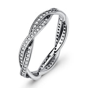 925 Sterling Silver Sparkling Knot Ring Love Ring Wedding Ring for New Couple