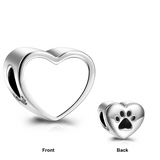 925 Sterling Silver Personalized Your Love Heart Color Photo Charm With Puppy Paw Print