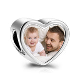 Personalized Photo Love Heart Charm in  925 Sterling Silver