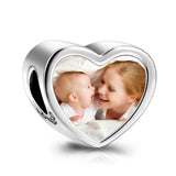 Personalized Photo Love Heart Charm in  925 Sterling Silver