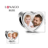 Personalized Photo Love Heart Charm in  925 Sterling Silver