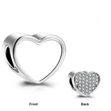 Personalized Color Photo Rhinestone Love Heart Charm in 925 Sterling Silver