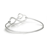 Sterling Silver Infinity Love Heart Combined Elegant Bangle Bracelet