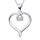 925 Sterling Silver Love Heart Fine Jewels Pendant With Adjustable Chain Necklace