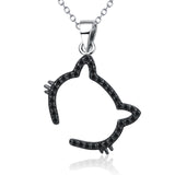 925 Sterling Silver Lovely Cut Cat Rolo Chain Jewelry Necklace Gift for Girlfriend