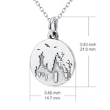 925 Sterling Silver Countryside View Peace Woods and Birds Rolo Chain Necklace