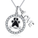 Love-925 Sterling Silver Lovely Dog Foot Delicious Bone Jewelry Necklace