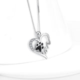 925 Sterling Silver Love Heart Foot Jewelry Necklace