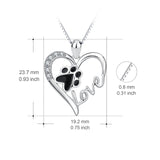 925 Sterling Silver Love Heart Foot Jewelry Necklace