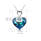 925 Sterling Silver Love Heart Pendant for Women Daughter Girlfriend Crystals