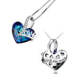 Love Theme-925 Sterling Silver Blue Heart Crystals