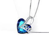 Love Theme-925 Sterling Silver Blue Heart Crystals