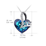 Love Theme-925 Sterling Silver Blue Heart Crystals