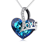 Love Theme-925 Sterling Silver Blue Heart Crystals