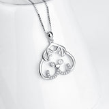 925 Sterling Silver Lovely Bear Smile Pendant With Chain Necklace