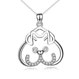 925 Sterling Silver Lovely Bear Smile Pendant With Chain Necklace