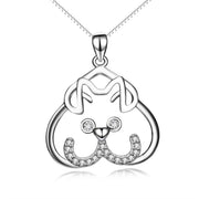 925 Sterling Silver Lovely Bear Smile Pendant With Chain Necklace