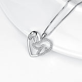 LoveHeart -925 Sterling Silver Charm Pendant with Chain for Women Daughter Girlfriend Jewelry Necklace