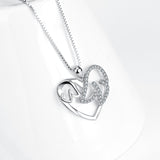 LoveHeart -925 Sterling Silver Charm Pendant with Chain for Women Daughter Girlfriend Jewelry Necklace