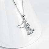 925 Sterling Silver Lovely Dog Pendant With Chain Necklace