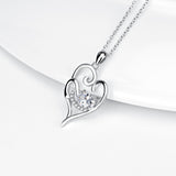 925 Sterling Silver Lovely Cat Shape Love Heart Jewelry Necklace