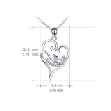 925 Sterling Silver Lovely Cat Shape Love Heart Jewelry Necklace