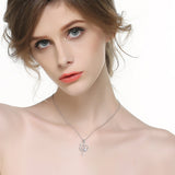 925 Sterling Silver Lovely Cat Shape Love Heart Jewelry Necklace