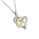 925 Sterling Silver Love Heart Yellow Gold Cat Lucky Jewel Necklace