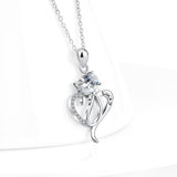 925 Sterling Silver Cat Charm Pendant with Chain Lucky Necklace