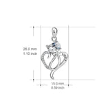 925 Sterling Silver Cat Charm Pendant with Chain Lucky Necklace