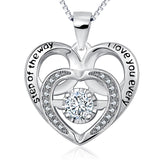 925 Sterling Silver Double Heart Charm Jewelry Necklace  for Girlfriend Women