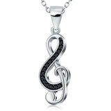 925 Sterling Silver Music Note Charm Pendant with Chain Music Jewelry Necklace