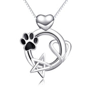 925 Sterling Silver Cat Claw Stars Heart Love Good Luck Charm Pendant Jewelry Necklace