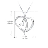 925 Sterling Silver Double Heart Love Heart by Heart Jewelry Necklace for Girlfriend for Women