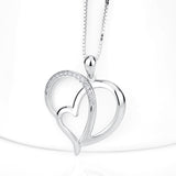 925 Sterling Silver Double Heart Love Heart by Heart Jewelry Necklace for Girlfriend for Women