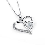 925 Sterling Silver Charm Pendant with Chain Heart By Heart Love Jewelry Shinning Zircon