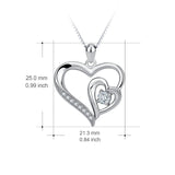 925 Sterling Silver Charm Pendant with Chain Heart By Heart Love Jewelry Shinning Zircon