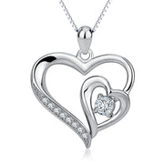 925 Sterling Silver Charm Pendant with Chain Heart By Heart Love Jewelry Shinning Zircon