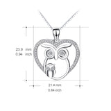 925 Sterling Silver Two Owls Night Owl Cute Lucky Animal Jewelry Necklace Charm Pendant with Chain