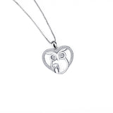 925 Sterling Silver Two Owls Night Owl Cute Lucky Animal Jewelry Necklace Charm Pendant with Chain