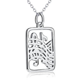 925 Sterling Silver Music Note Sea Wave Beach Charm Pendant with Chain