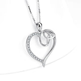 925 Sterling Silver Heart Knot Charm Pendant with Chain Shinning Zircon Jewelry Necklace