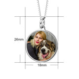 Christmas Gift-Sterling Silver/14K Gold Personalized Color Photo with Name/Text in Round Pendant Necklace