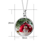 925 Sterling Silver Customized Color Photo with Name/Text in Round Pendant Necklace-Platinum/Yellow Gold/Rose Gold Plated